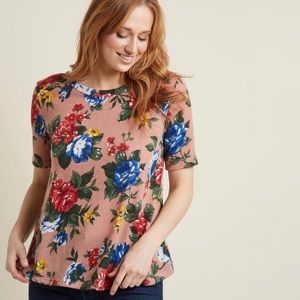 New ModCloth Sweet Claire Pink Multi Floral Knit Sweater